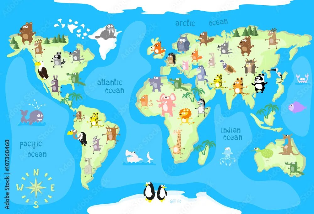 Стоки материков. Animals on the Map. Continents for Kids. Continents and animals.