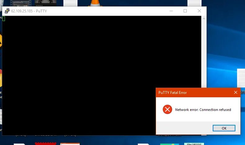 Нетворк еррор. Putty ошибка. Putty Fatal Error. Ошибка коннектион рефусед как исправить.