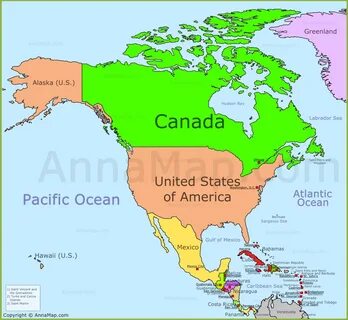 North America Map Political map of North America with countries.