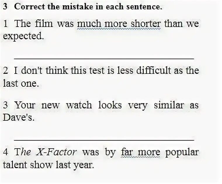 Correct each sentence
