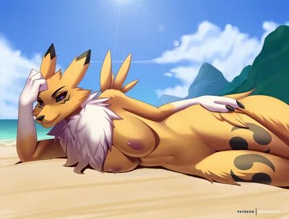 doomthewolf, digimon (species), renamon, bandai namco, digimon, hi res, ant...