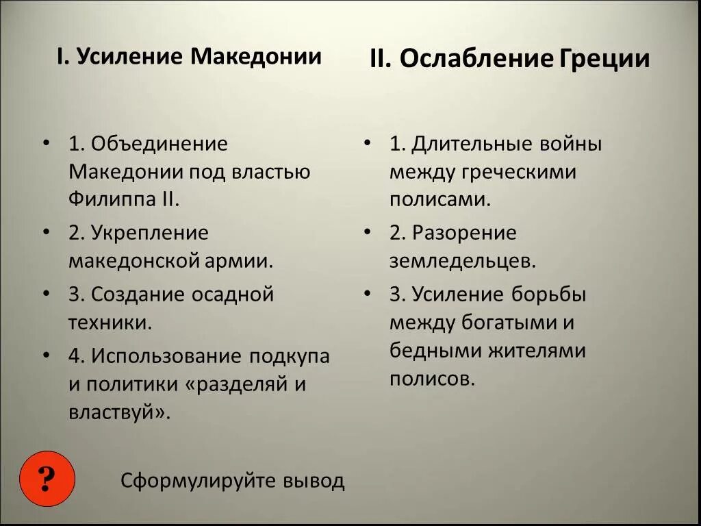 Почему они ослабляли грецию 5 класс кратко. Усиление Македонии. Усиление Македонии и ослабление Греции таблица. Усиление Македонии и ослабление Греции. Причины усиления Македонии.