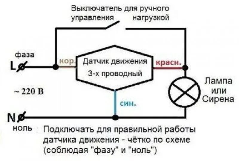 Датчик движения двухпроводной схема подключения. Принципиальная схема подключения датчика движения. Схема подключения переключателя и датчика движения. Схема подключения проходных датчиков движения. Подключение датчика движения к лампочке