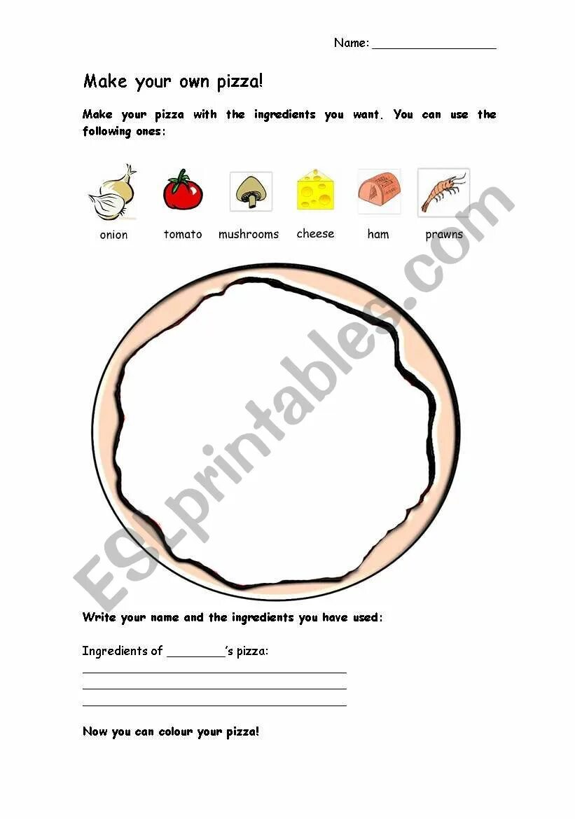 Your own pizza. Make your own pizza worksheet. make your pizza worksheet. make your own pizza for kids. do you like pizza worksheets.