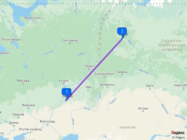 Сколько километров до нягани