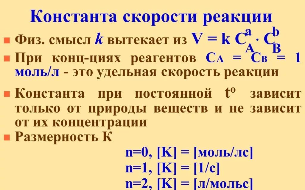 Рассчитать константу скорости реакции