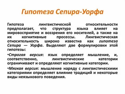 Гипотеза лингвистической относительности языка