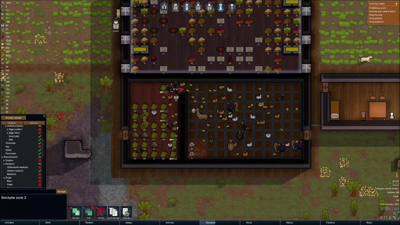 Как кормить животных в rimworld. Курятник римворлд. rimworld курятник. rimworld chicken. rimworld ферма животных.