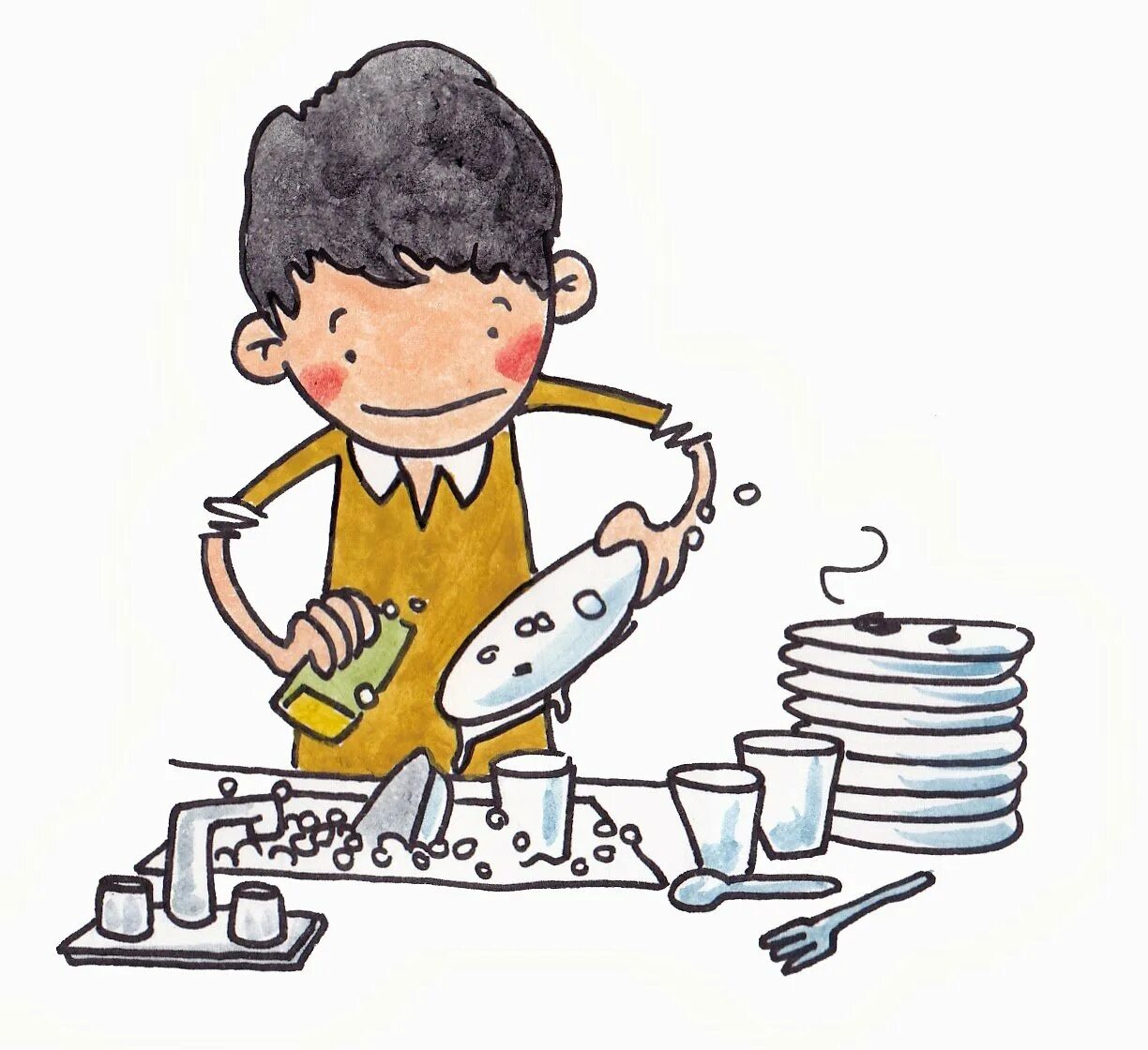 Мытье посуды. Рисунок ребенка моющего посуду. Мытье посуды иллюстрации для детей. Мытье посуды рисунок. He to wash dishes