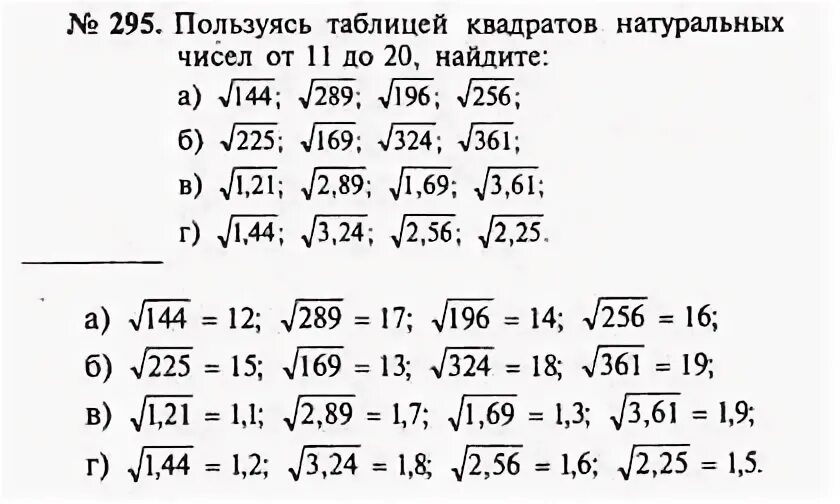 Алгебра 8 класс Макарычев номер 295. Гдз по алгебре номер 306. Номер 306 по алгебре 8 класс. Пользуясь таблицей квадратов натуральных чисел Найдите корень 196.