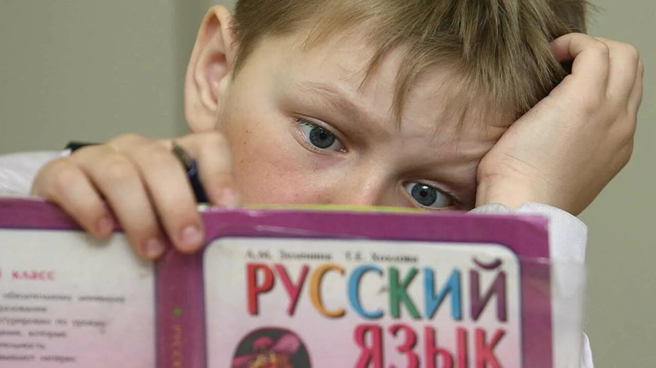 Изучение русского языка. Дети с учебниками. Учить русский язык. Изучаем русский язык для детей.