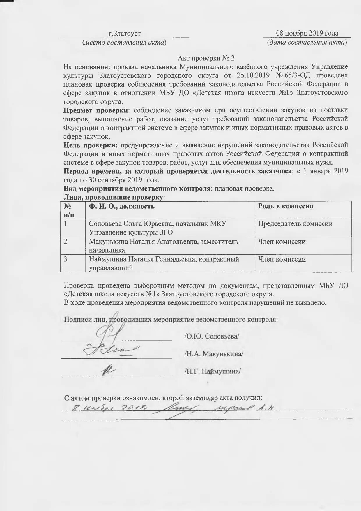Акты проверок муниципальных бюджетных учреждений