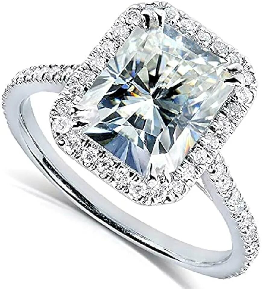 Кольцо с бриллиантом first class diamonds. Муассанит 5 карат. Moissanite Engagement Rings. Муассанит 2.5 мм. Закрепка бриллианта формы Эмеральд.