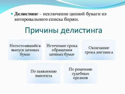 Делистинг что это такое простыми словами