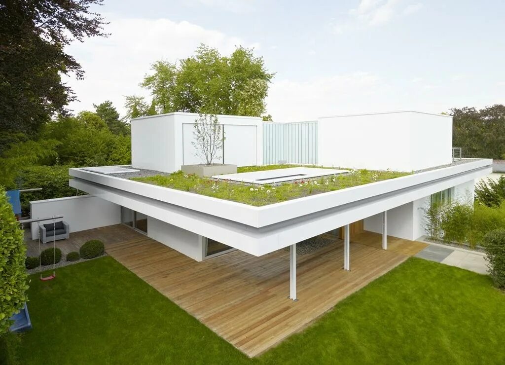 Flat roofing. Эксплуатируемая плоская кровля Green Roof. Грин-Руф плоские кровли. Дом с эксплуатируемой крышей. Одноэтажный дом с эксплуатируемой крышей.