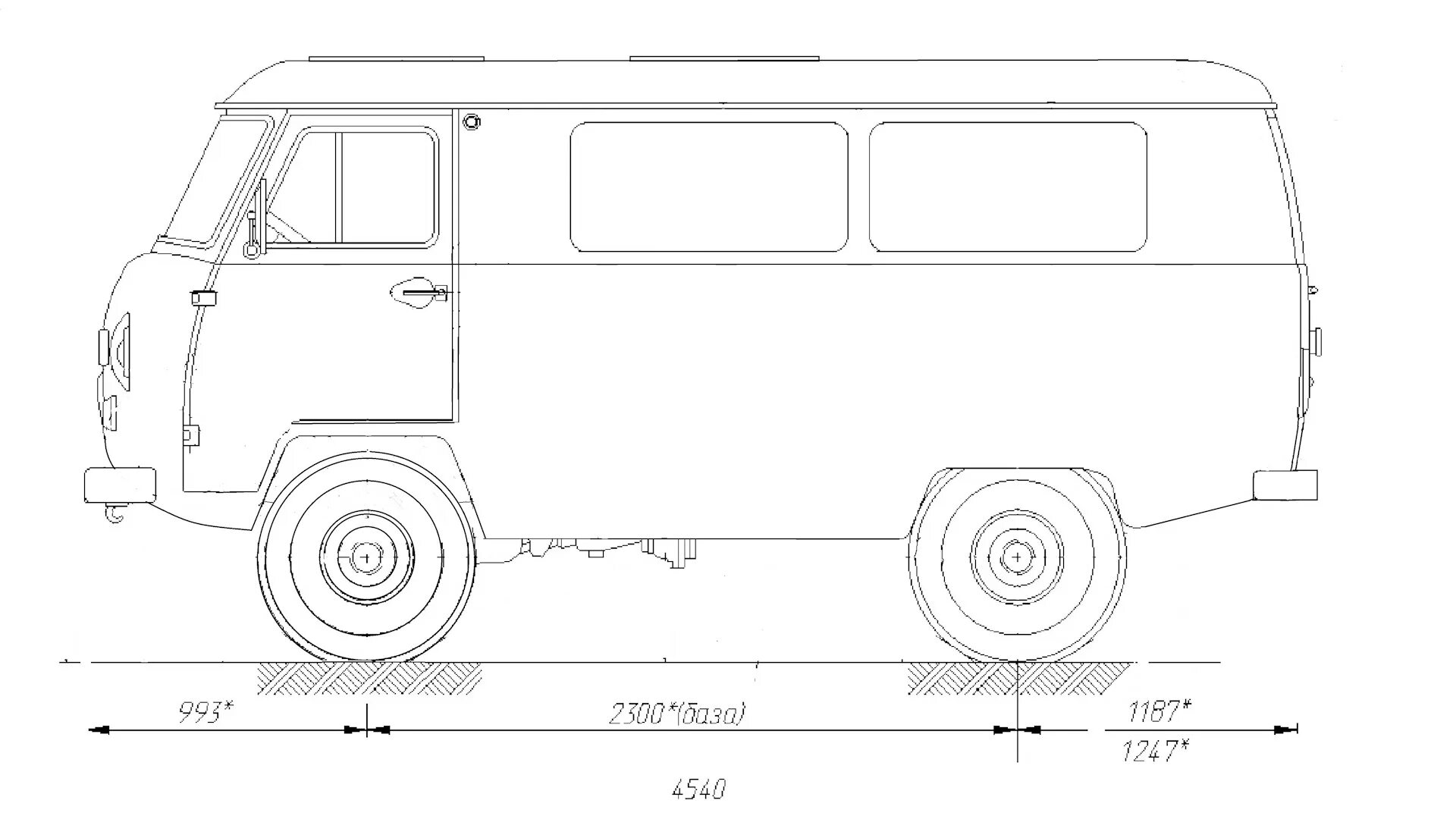 Уазик схема. Колесная база УАЗ Буханка. УАЗ 452 габариты. УАЗ Буханка 2206 вид сбоку. УАЗ 452 Буханка чертеж.