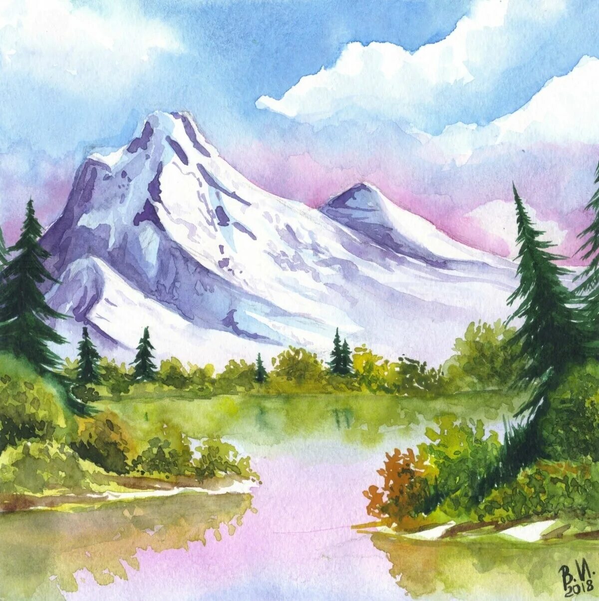 Рисунок природы гуашью. Горы акварелью лессировка. Боб Росс картины горы. Горы рисунок. Акварель пейзажи природы.