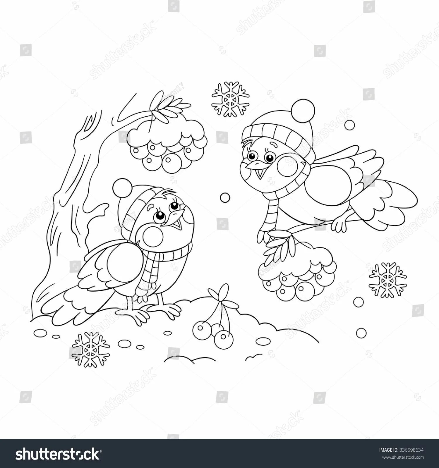 Снегирь раскраска для детей распечатать трафарет The wintering birds. Coloring 2023 Раскраски для детей VK