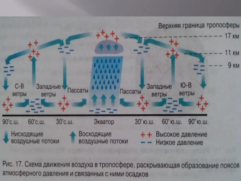 Восходящее нисходящее движение. Схема движения воздуха в тропосфере. Движение воздуха в тропосфере. Формирование поясов атмосферного давления схема. Воздух тропосферы.