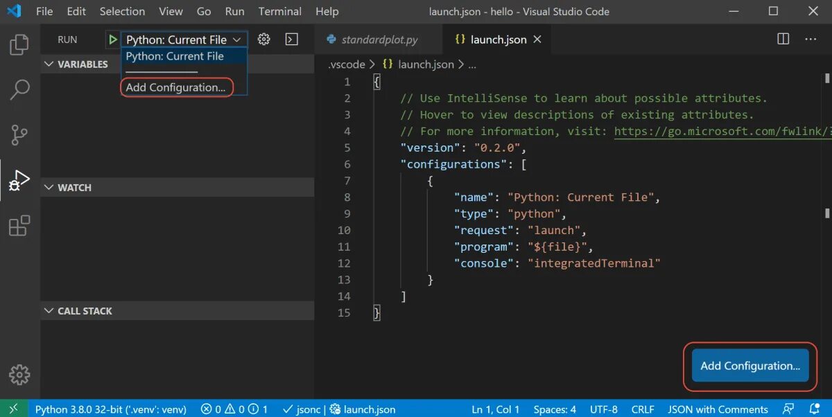 Отладчик Python. .Config питон это. Add в питоне. Add configuration. Configuration json