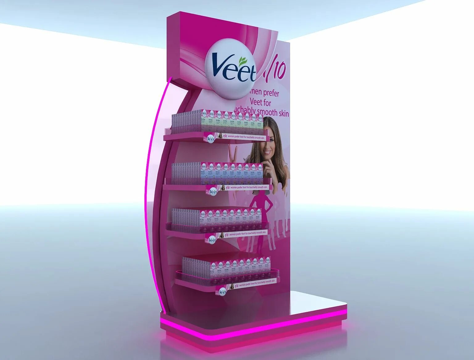 End display. Display stand design. product stand. product display stand. креативная реклама veet.