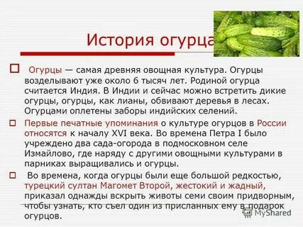 Про огурец для детей