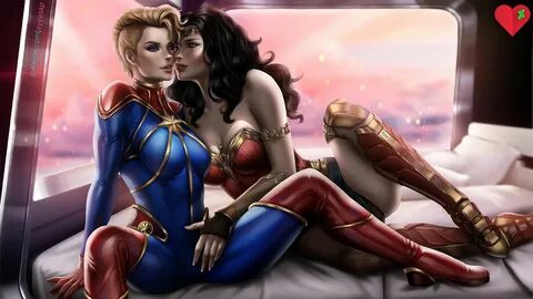 Kapitan Marvel x Wonder Woman (Walentynki) autorstwa AyyaSAP Ms Marvel, ...