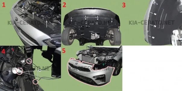 Removal and installation of a forward bumper (Kia Rio 2 2005-2011, petrol: Body: