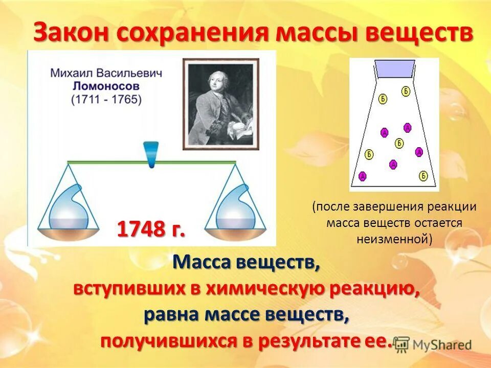 Закон сохранения массы суть закона