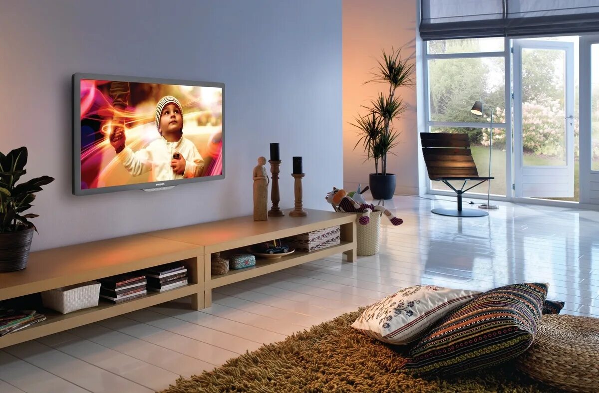 Как выбрать телевизор в 2024. Телевизор на стене. Телевизор 50 дюймов в интерьере. Телевизор 32 дюйма в интерьере. Телевизор 43 дюйма в интерьере.