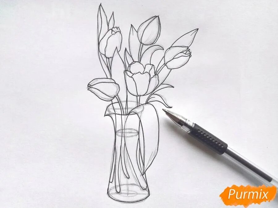 Букет карандашом легко. Рисование букет цветов. Ваза с цветами рисунок. Рисование ваза с цветами. Букет простым карандашом.