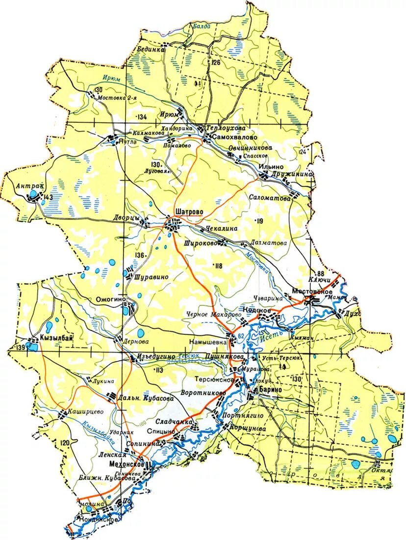 Показать на карте курганскую область с городами