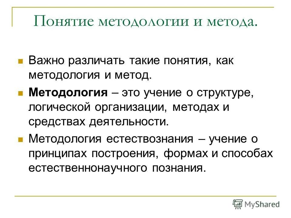 понятие методология научный метод методика