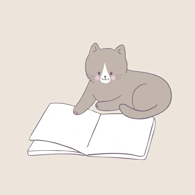 Cartoon cat reader