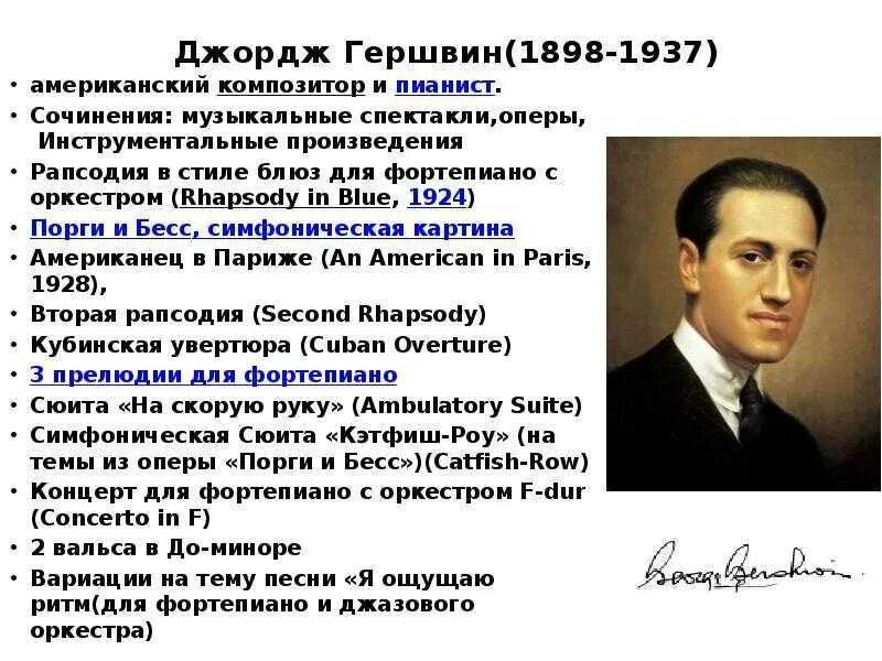 Сообщение о дж. Дж.Гершвин 7 класс кратко. Сообщение про Дж Гершвина. Дж Гершвин творческий путь. Гершвин творчество кратко.