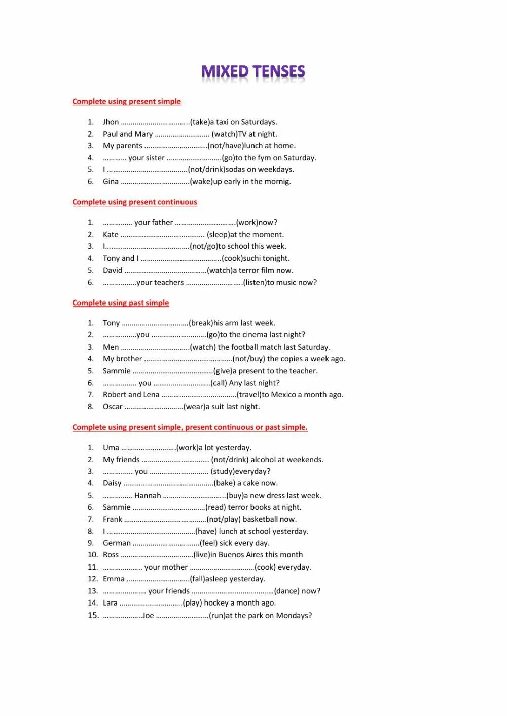 Mixed Tenses. Mixed Tenses упражнения. Mixed Tenses Worksheets. Past Tenses Mix. Mixed tenses worksheet