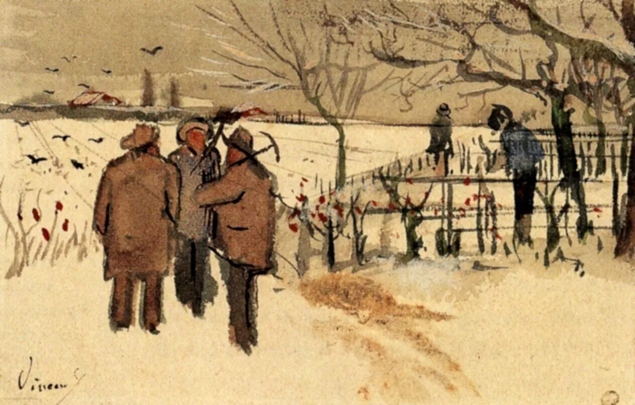 Ван зим. Винсент ван гог шахтеры. ван гог шахтеры картина. винсент ван гог зима. картины ван гога шахтеры боринажа.