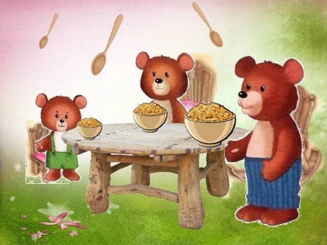 Три медведя лепка младшая. Мисочки для трех медведей. Посуда трех медведей. Три медведя за столом. Три медведя иллюстрации.