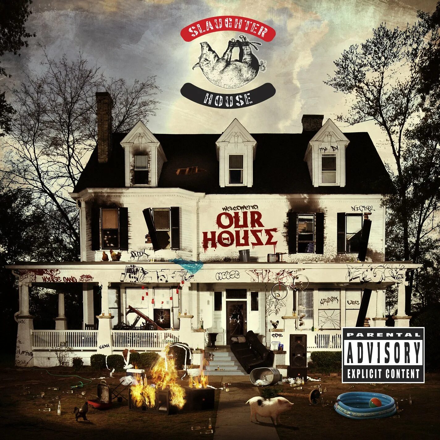 We like our house. Slaughterhouse Welcome to our House. Slaughterhouse альбом. Альбом Slaughterhouse обложка. Eminem Slaughterhouse our House.