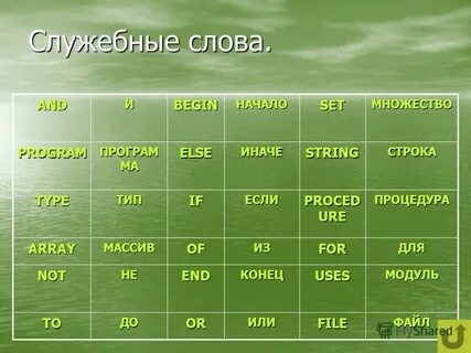 Служебных слов английского