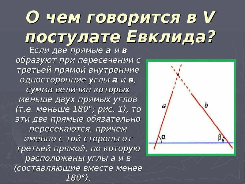 Пятый постулат евклида 7 класс сообщение. 5 постулат евклида. аксиомы геометрии евклида. постулаты геометрии евклида. 5 постулатов евклида с рисунками.
