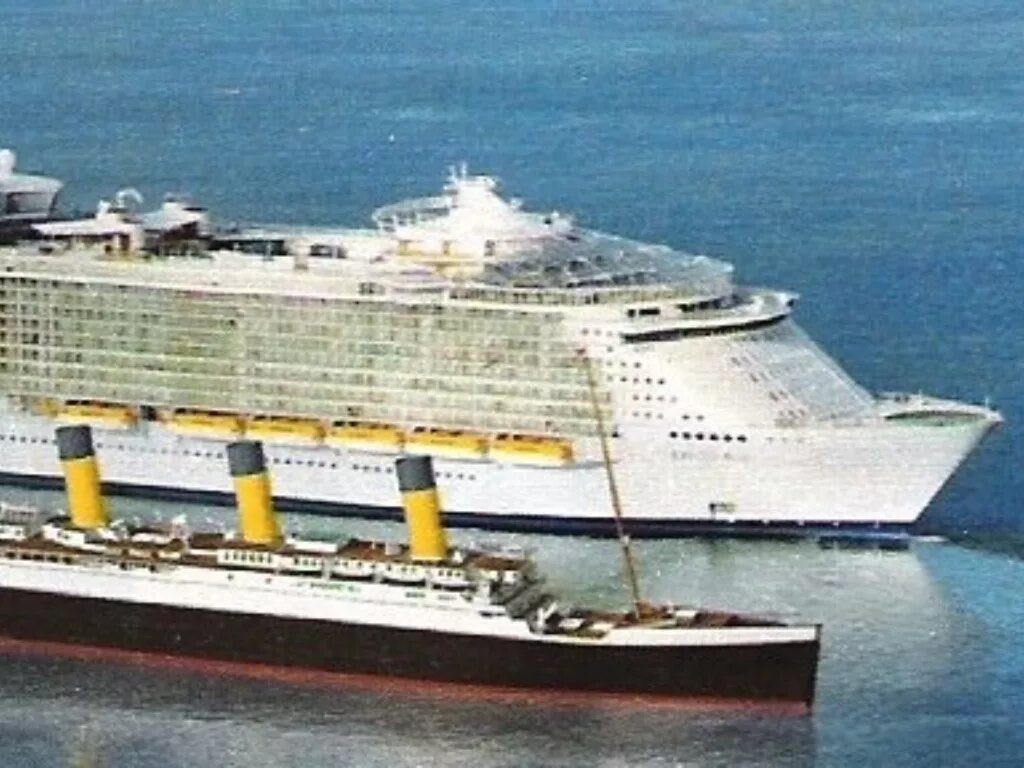 размер титаника с современными лайнерами. титаник в сравнении с современными кораблями.