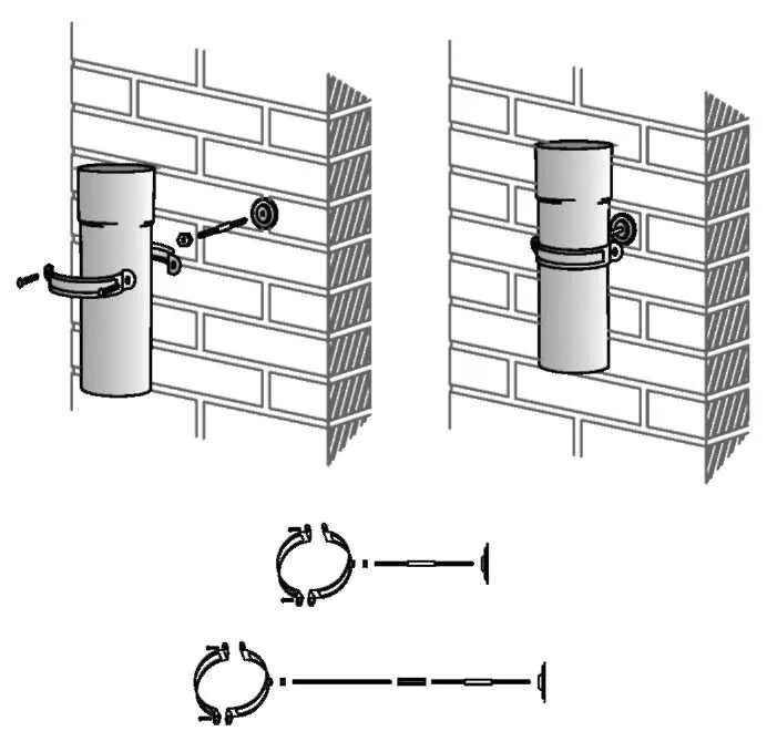 Крепление вертикальной трубы. Кронштейн для крепления водосточной трубы к стене. Крепление вертикального воздуховода ф1250. Кронштейн крепления сливной трубы к стене. Как крепится крепеж водосточной трубы к стене.
