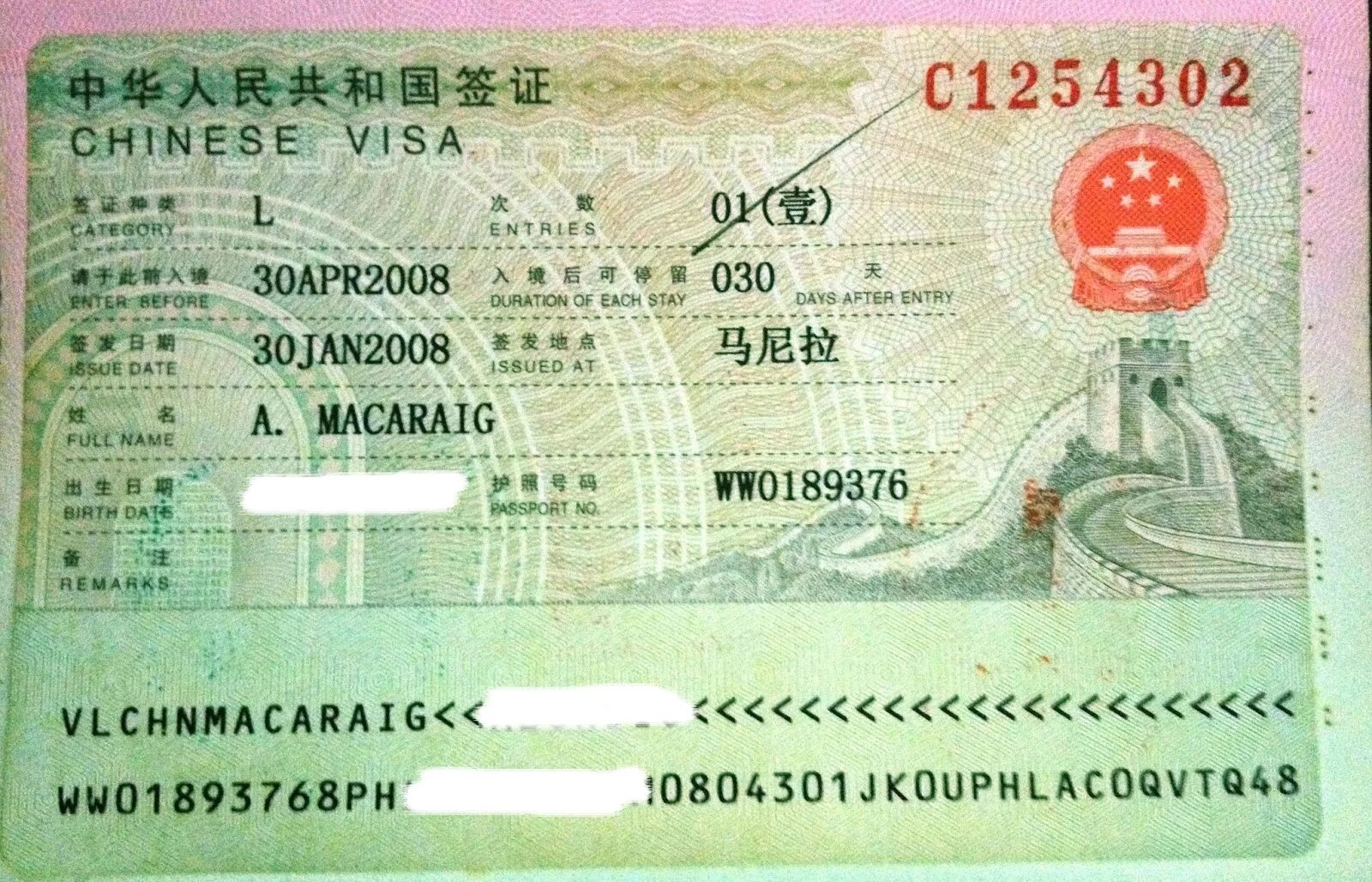 Энтри виза. Китайская виза. Chinese visa. Визы азиатских стран. Entry visa