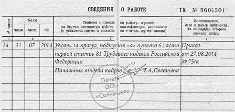 По собственному желанию за нарушение