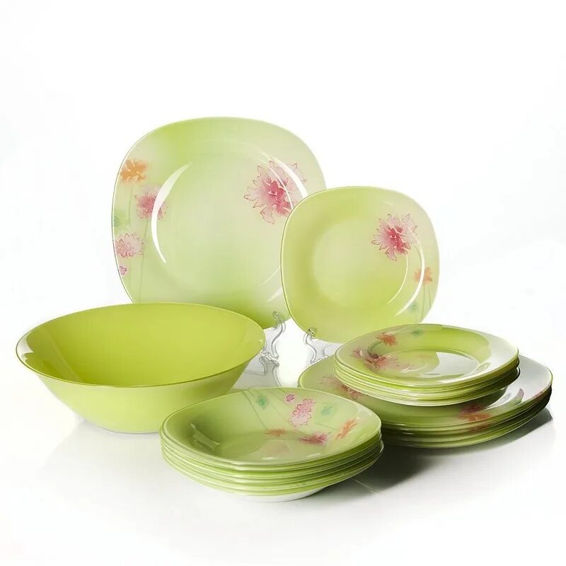 Столовый набор посуды. Сервиз столовый luminarc angel green 19пр.j1925. столовый сервиз luminarc angel green 19 прeдметов j1925. luminarc angel green. сервиз столовый люминарк зеленый.