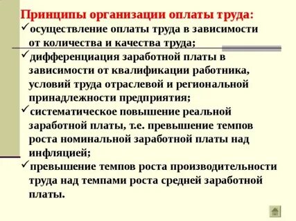 Принципы организации оплаты труда
