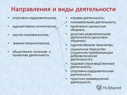 Вид деятельности патриотической деятельности