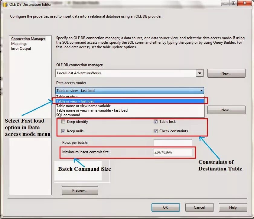 Интерфейс ole DB. Ole DB destination блок. Load data into Table. Oracle ole DB provider при подключении к БД. Selector load