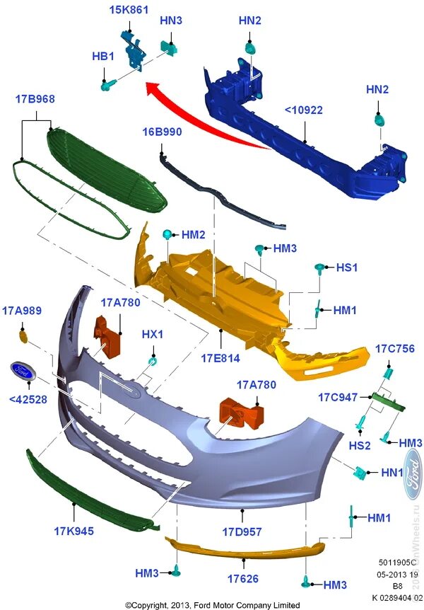 Передний бампер 10922. 17a780 Ford Focus 3. Каталог Форд фокус 3. Набивка для Ford 3.